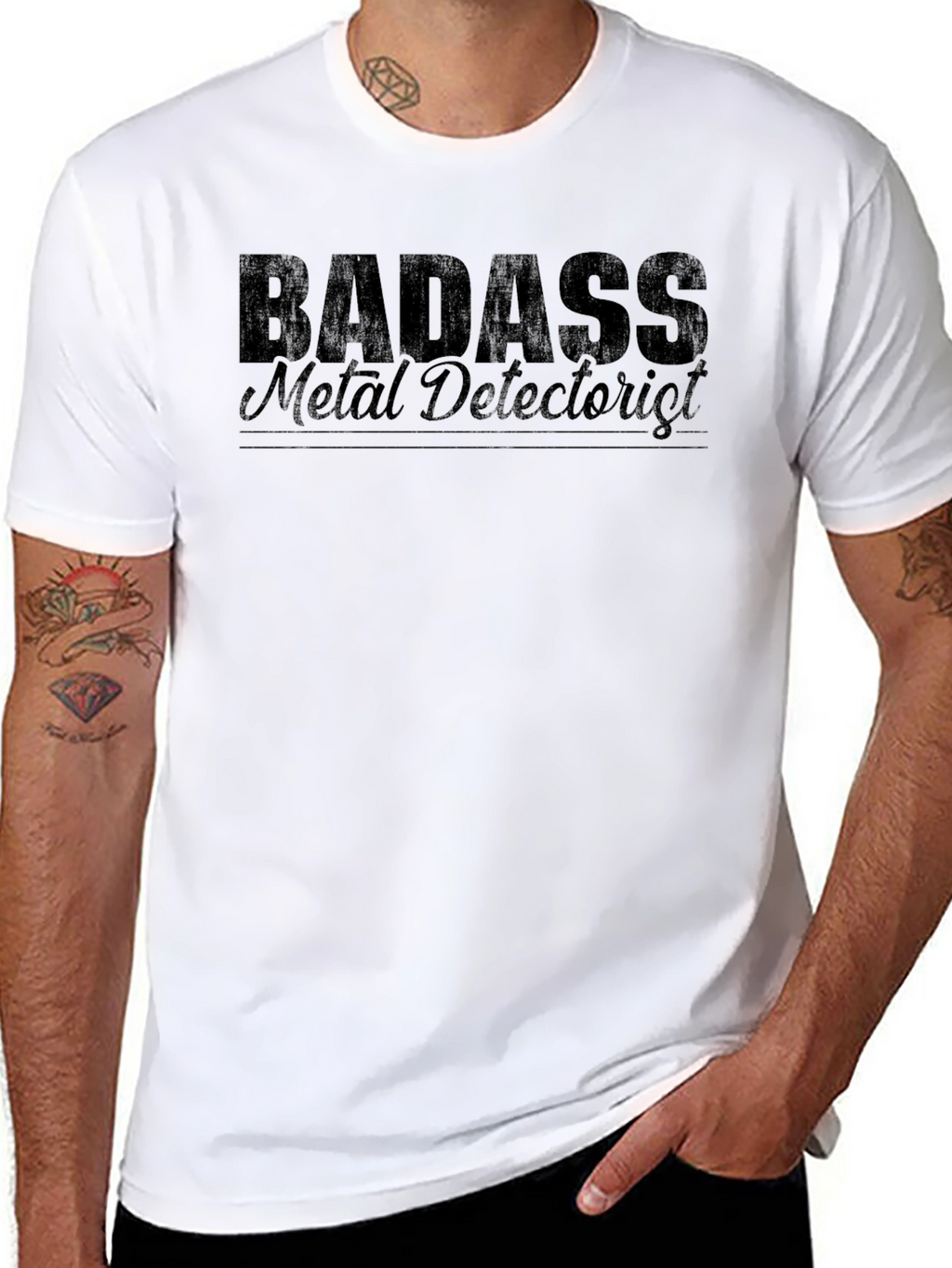 Badass Metal Detectorist Black T-Shirt