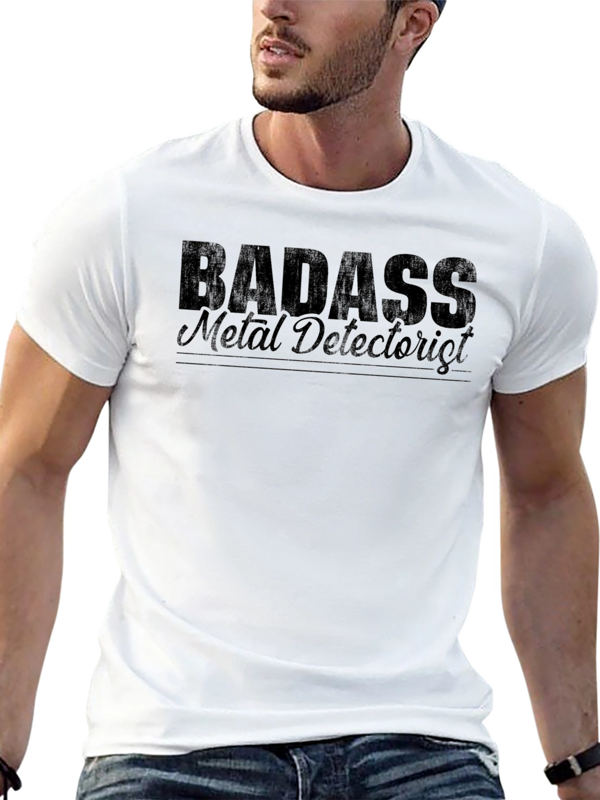 Badass Metal Detectorist Black T-Shirt