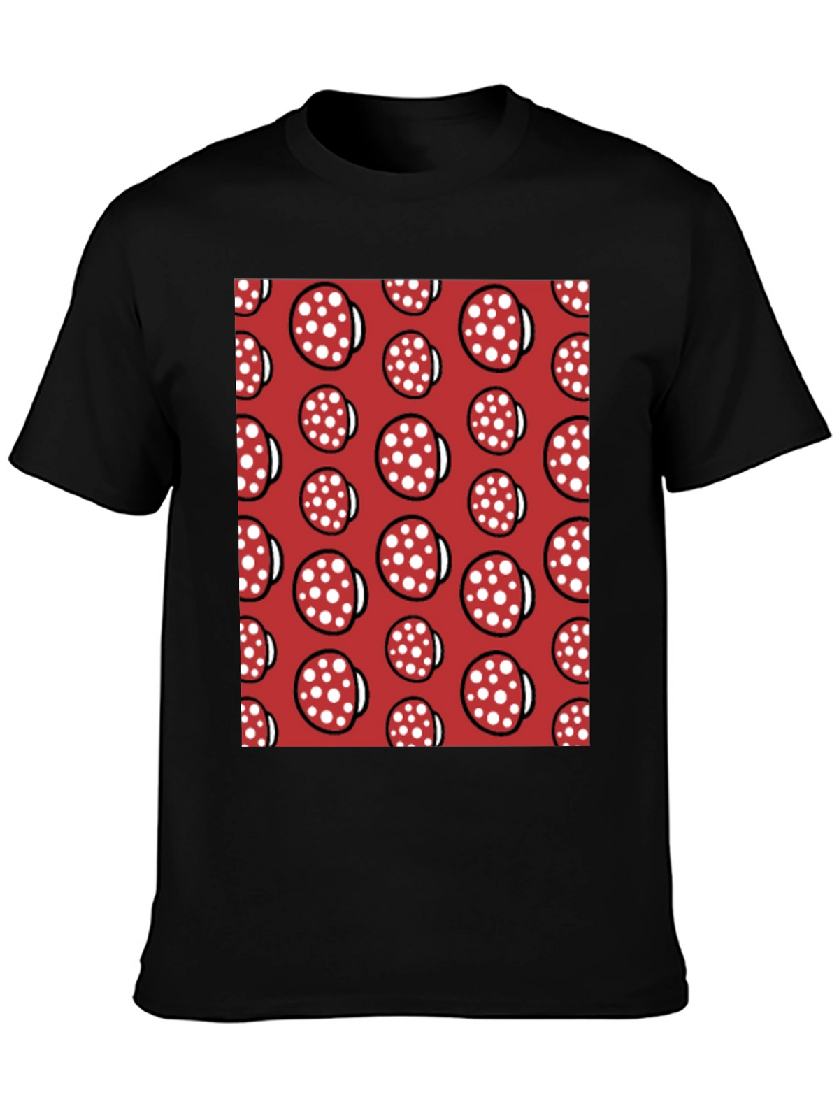Novelty Salami Pattern Black T-Shirt