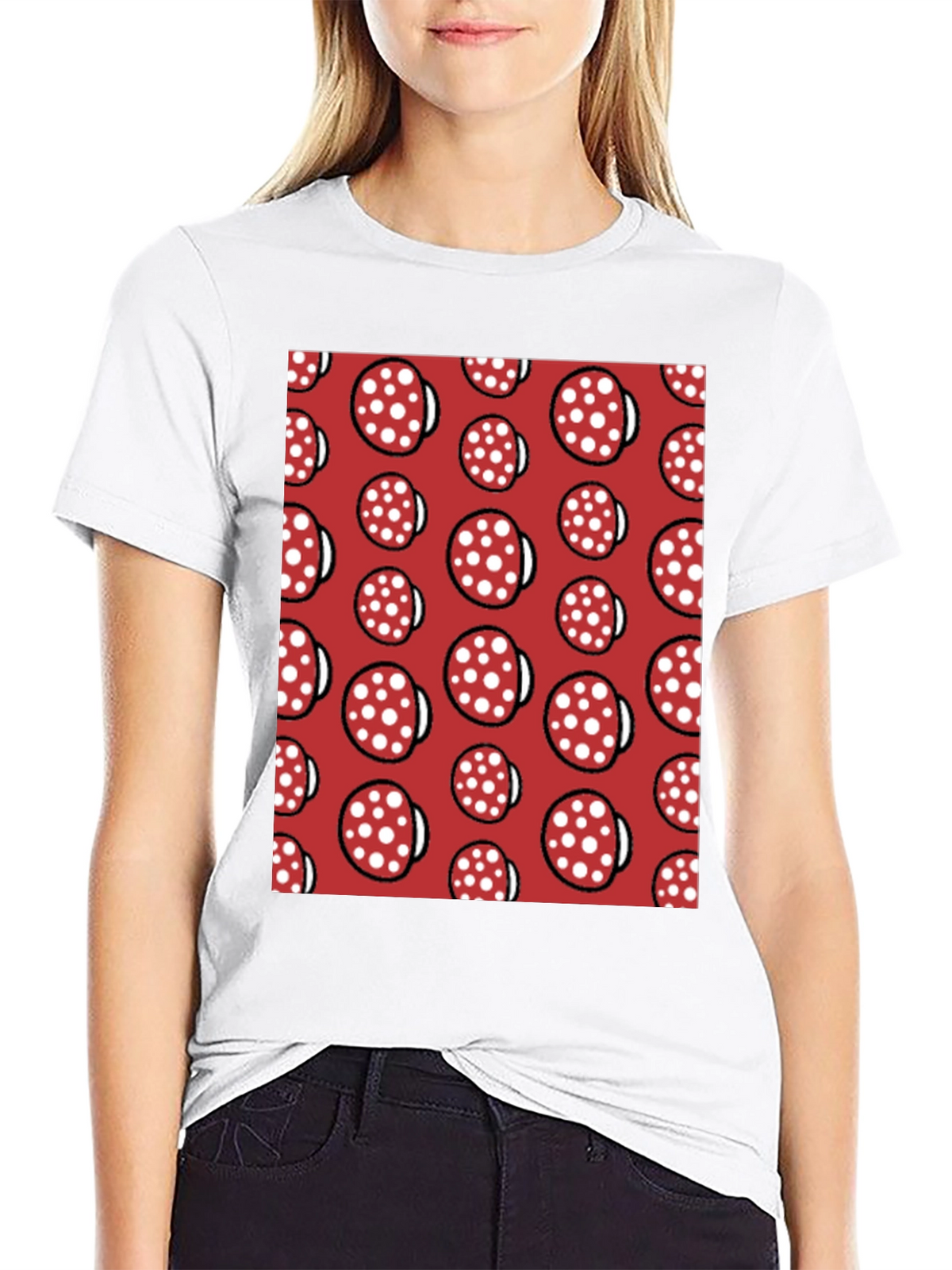 Novelty Salami Pattern Black T-Shirt