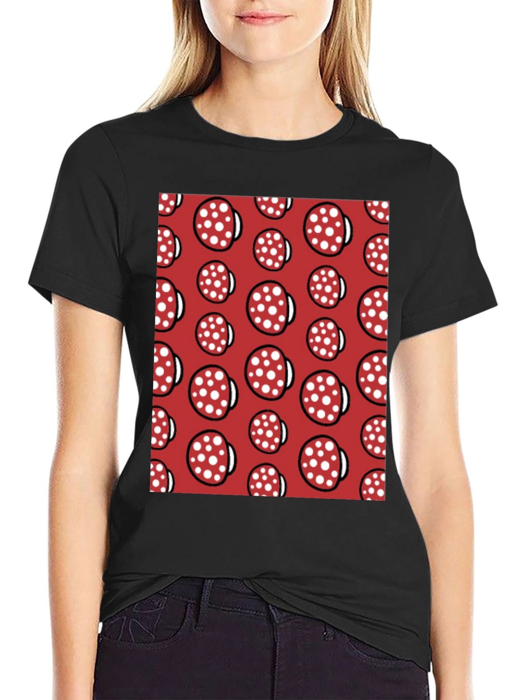 Novelty Salami Pattern Black T-Shirt