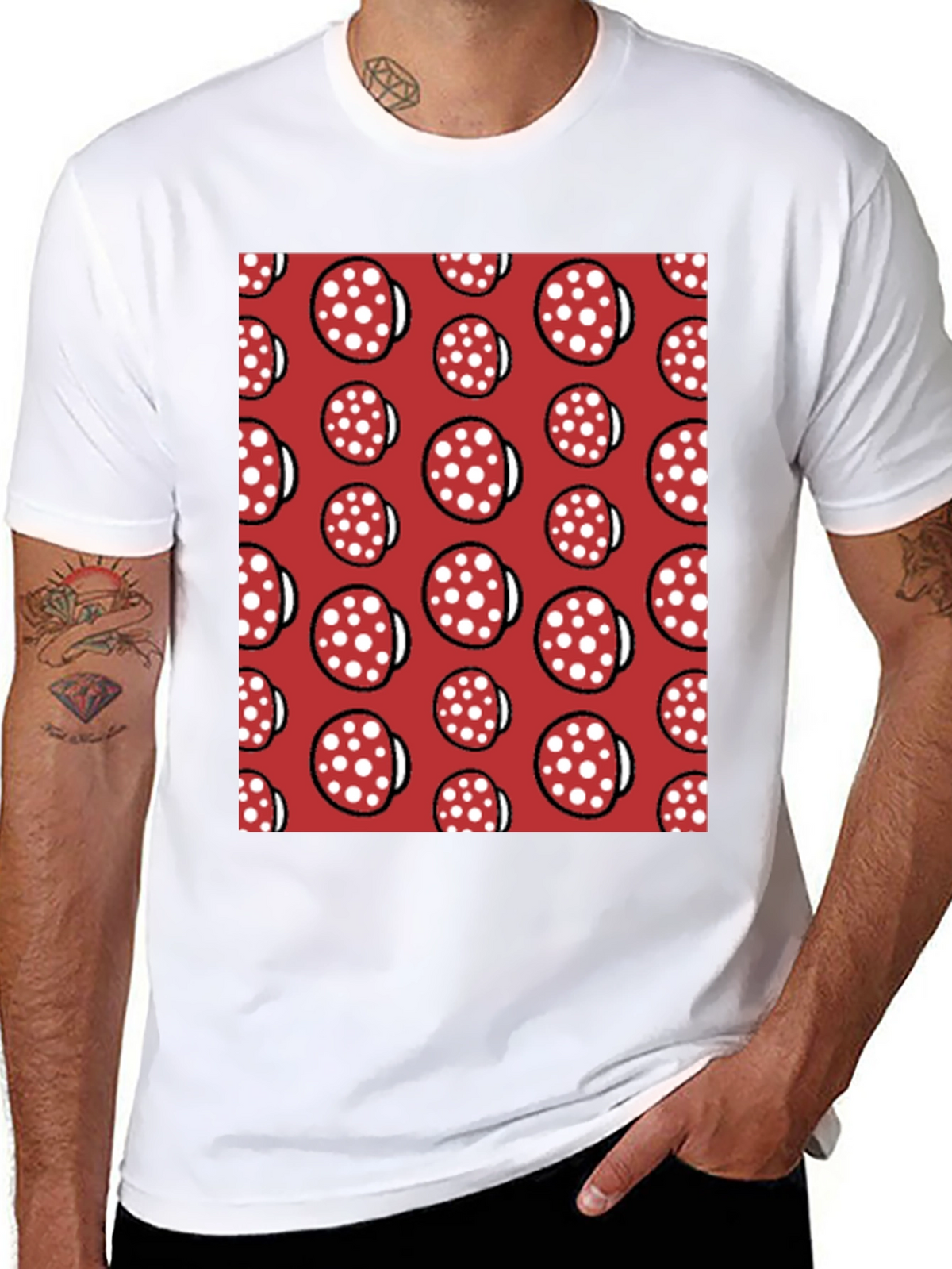 Novelty Salami Pattern Black T-Shirt