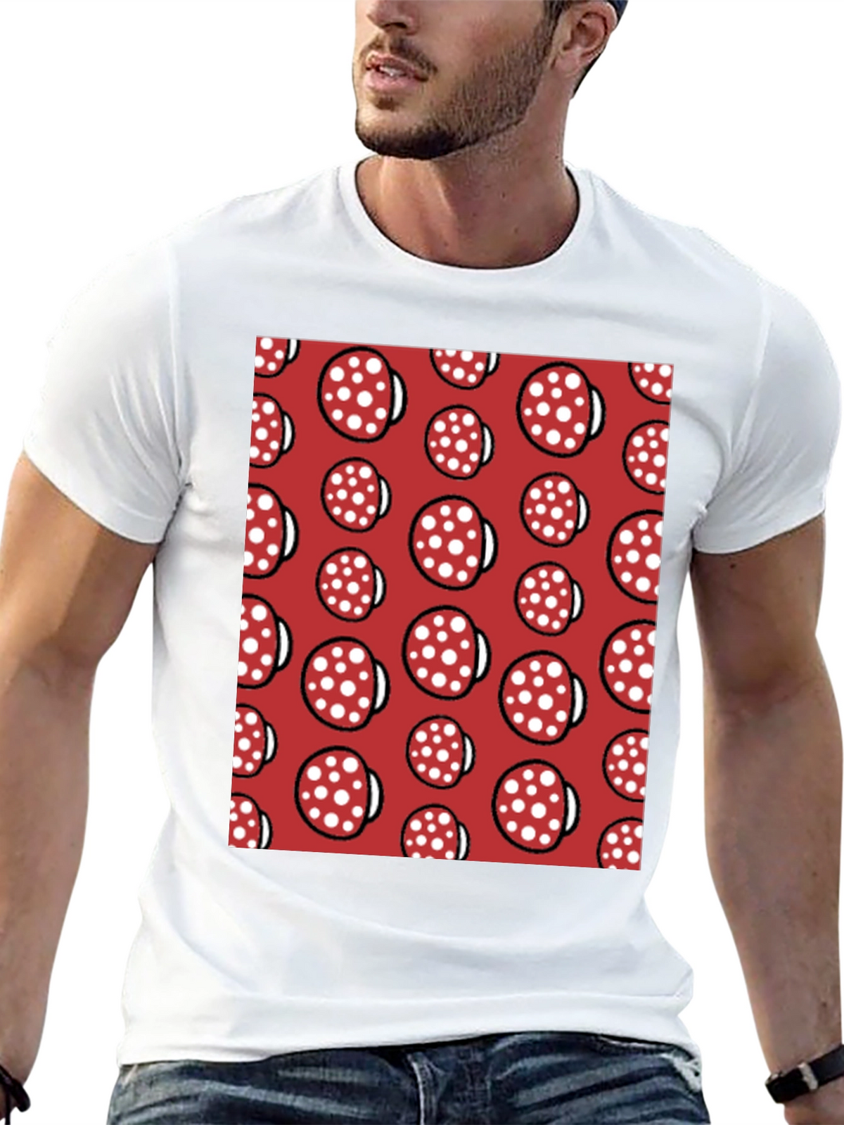 Novelty Salami Pattern Black T-Shirt