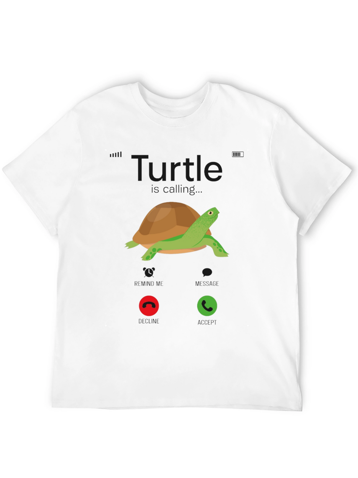 Turtle Incoming Call T-Shirt - Funny Cartoon Tee