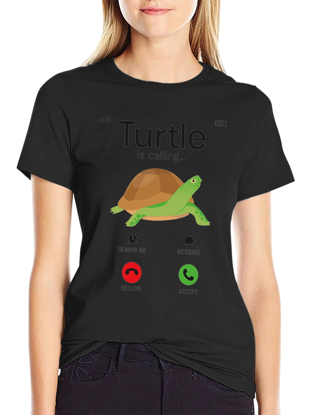 Turtle Incoming Call T-Shirt - Funny Cartoon Tee
