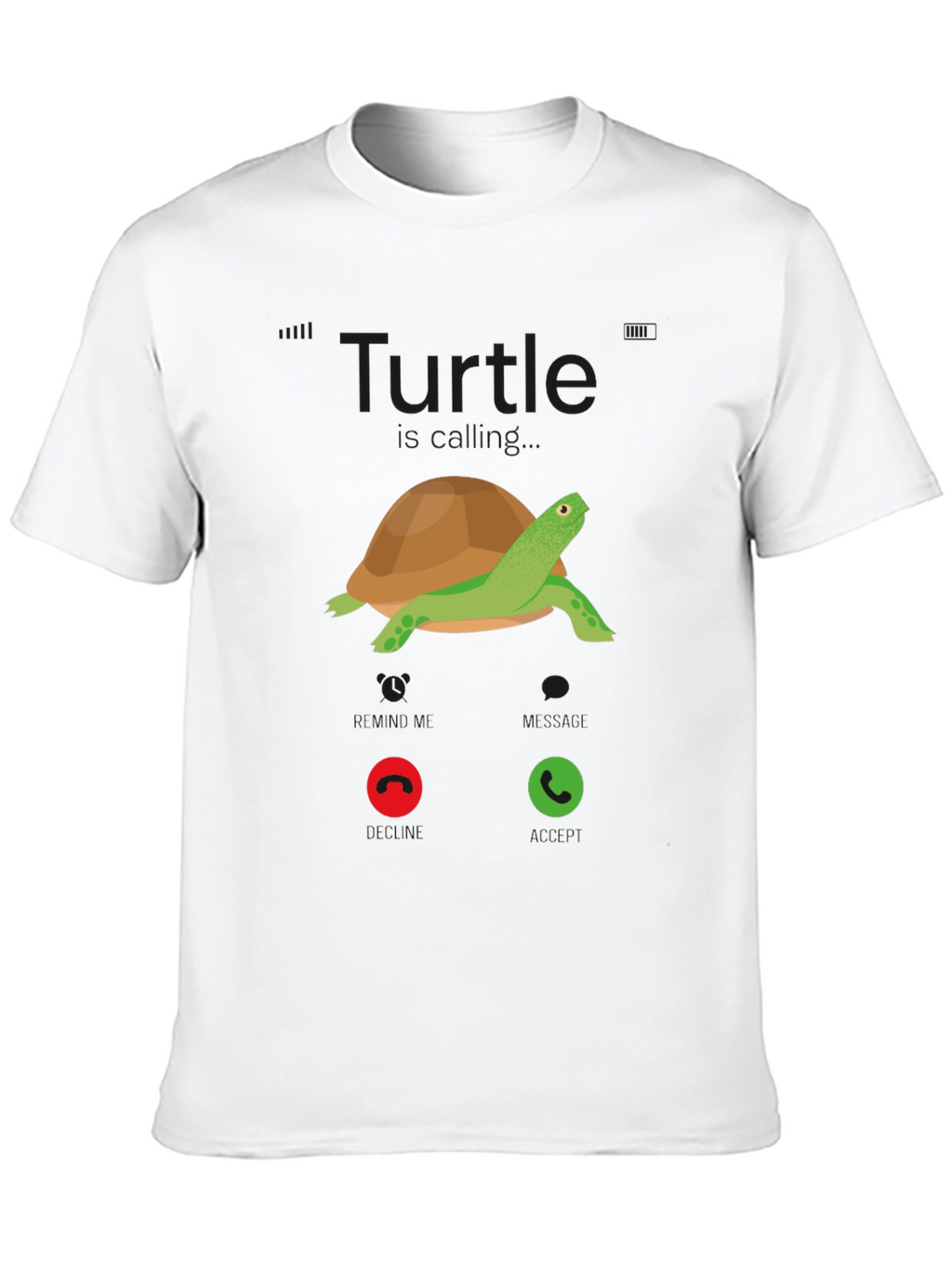 Turtle Incoming Call T-Shirt - Funny Cartoon Tee