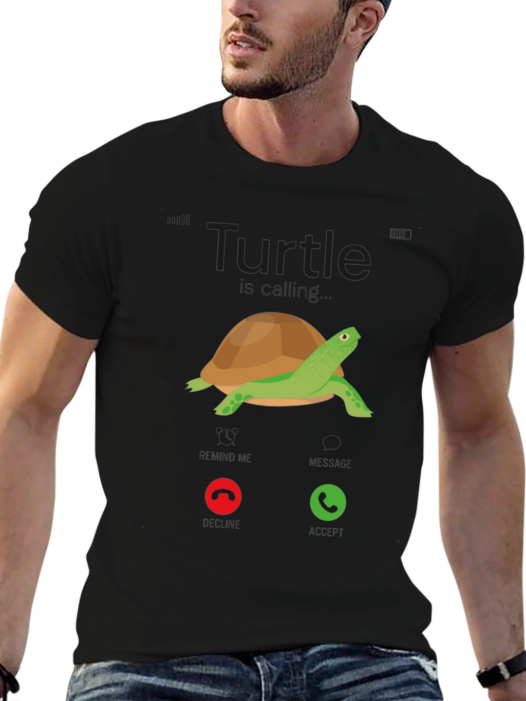Turtle Incoming Call T-Shirt - Funny Cartoon Tee