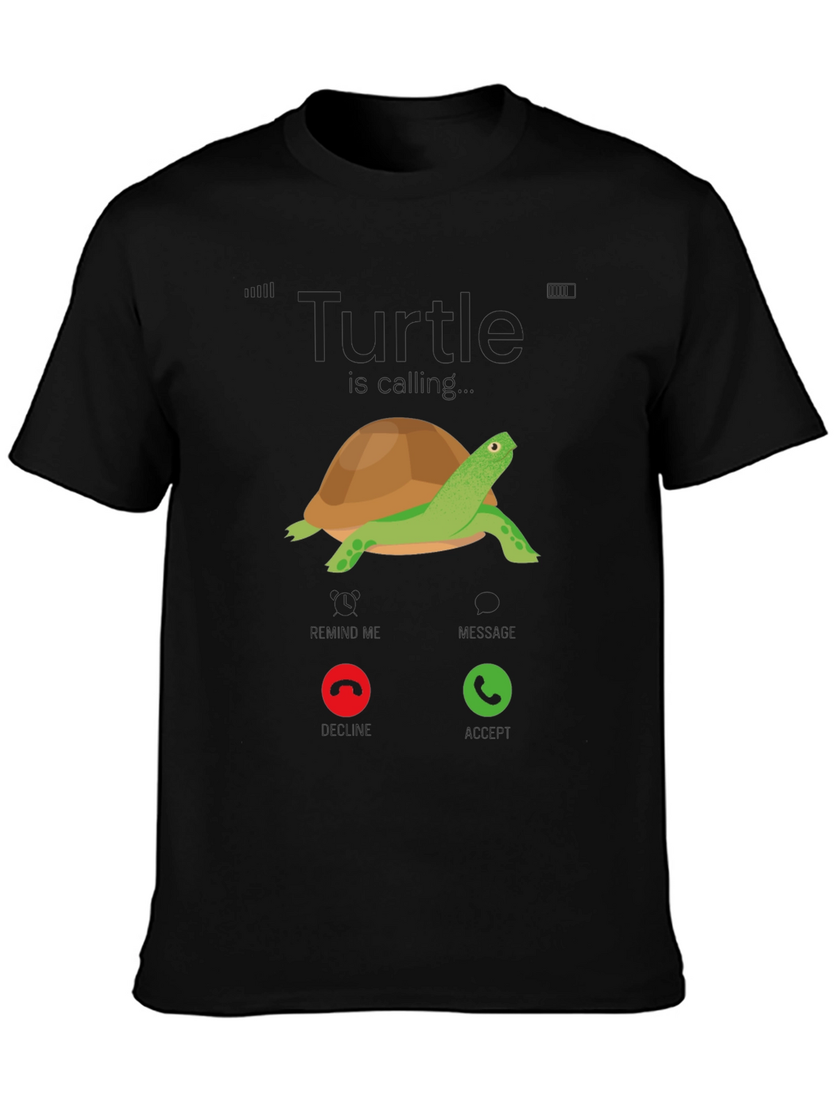 Turtle Incoming Call T-Shirt - Funny Cartoon Tee