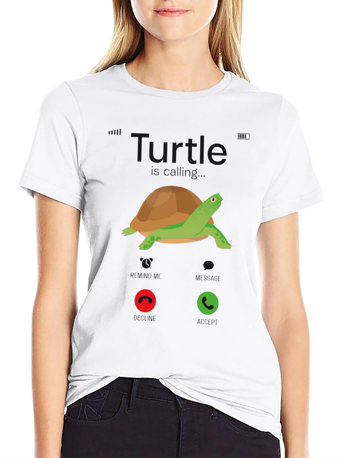 Turtle Incoming Call T-Shirt - Funny Cartoon Tee