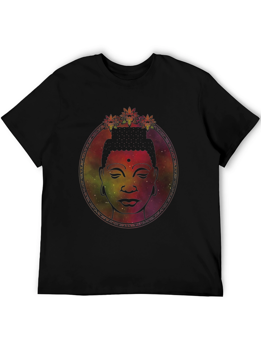 Buddha Head Graphic Tee - Meditative Galaxy Print
