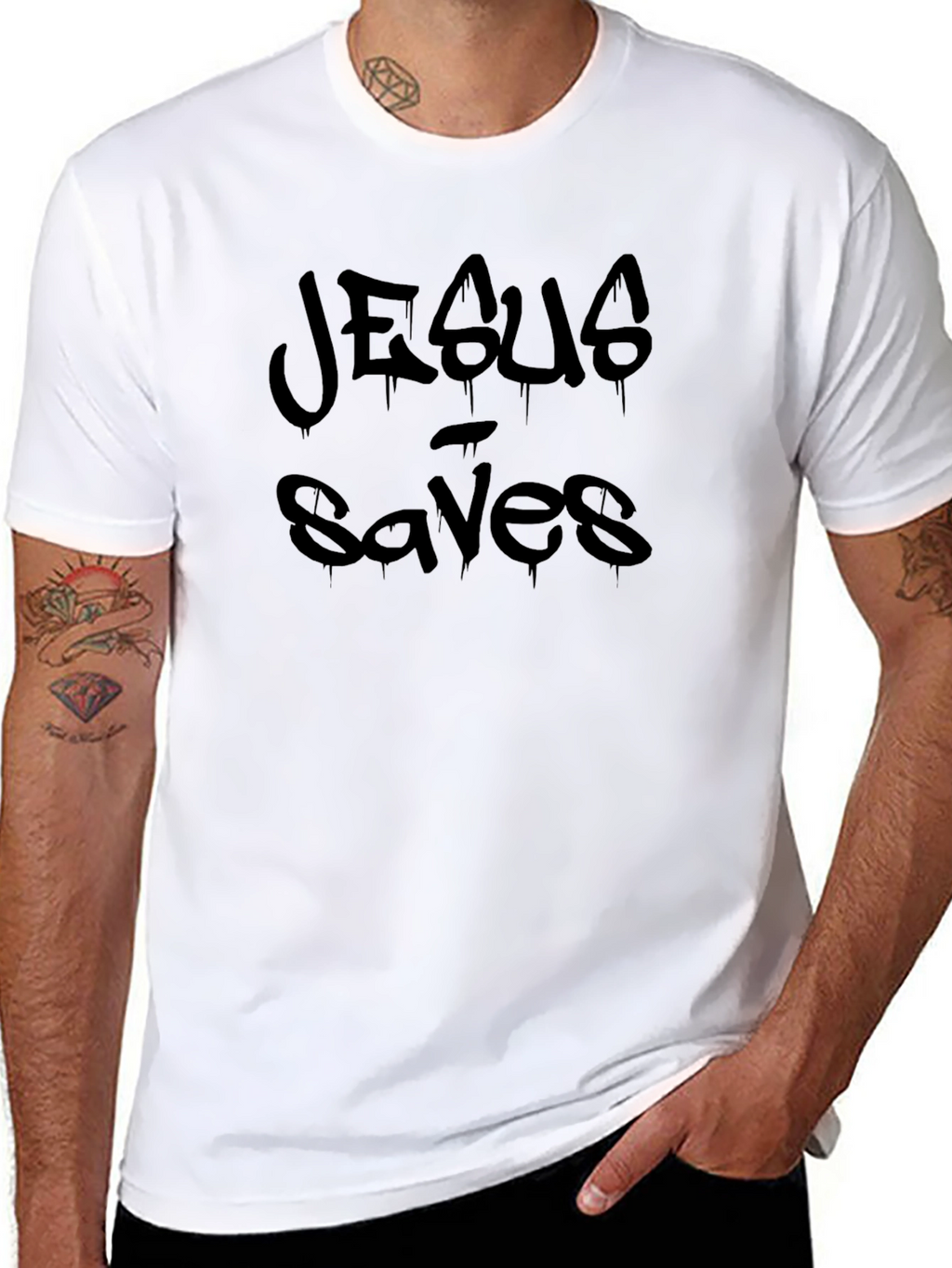 Jesus Saves Black Graphic T-Shirt