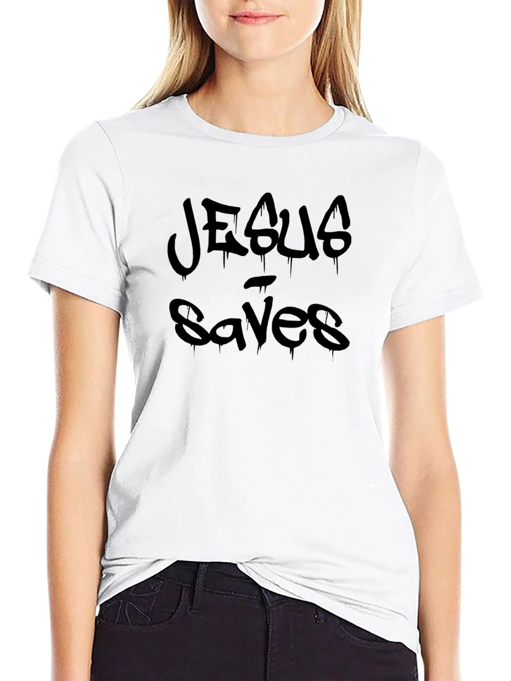 Jesus Saves Black Graphic T-Shirt