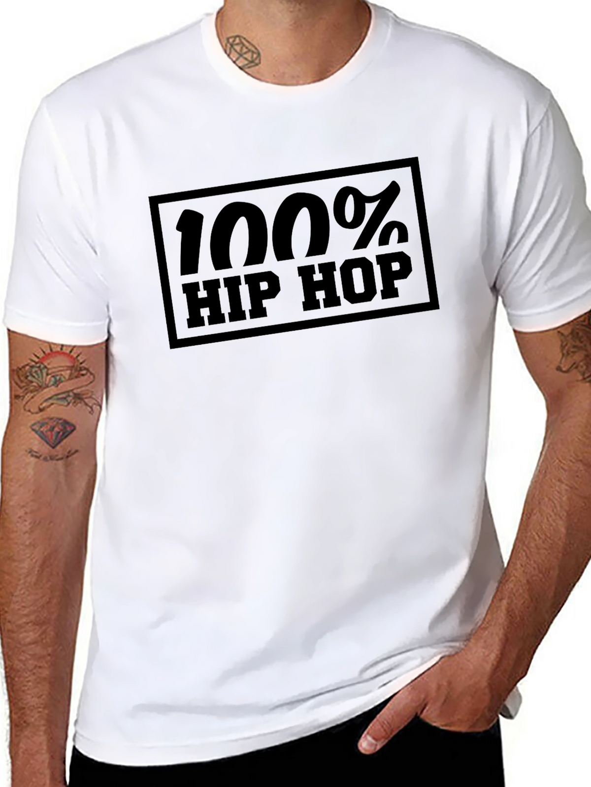100% Hip Hop Graphic Tee - Black