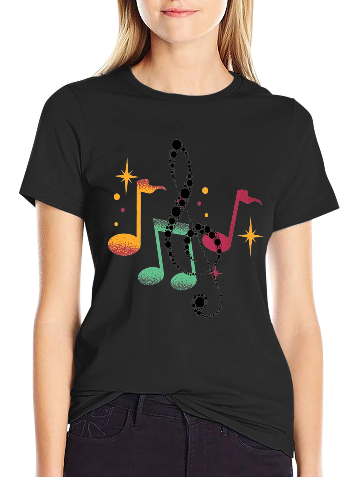 Musical Notes Black T-Shirt