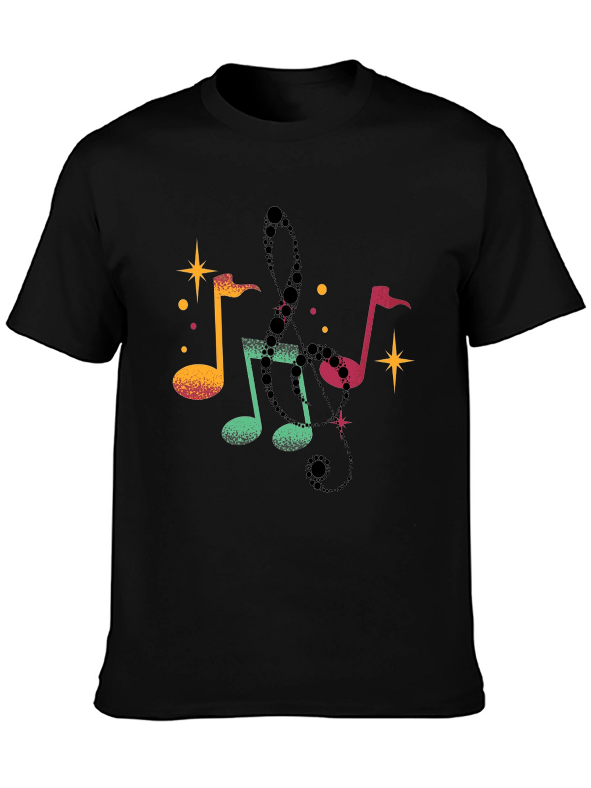 Musical Notes Black T-Shirt