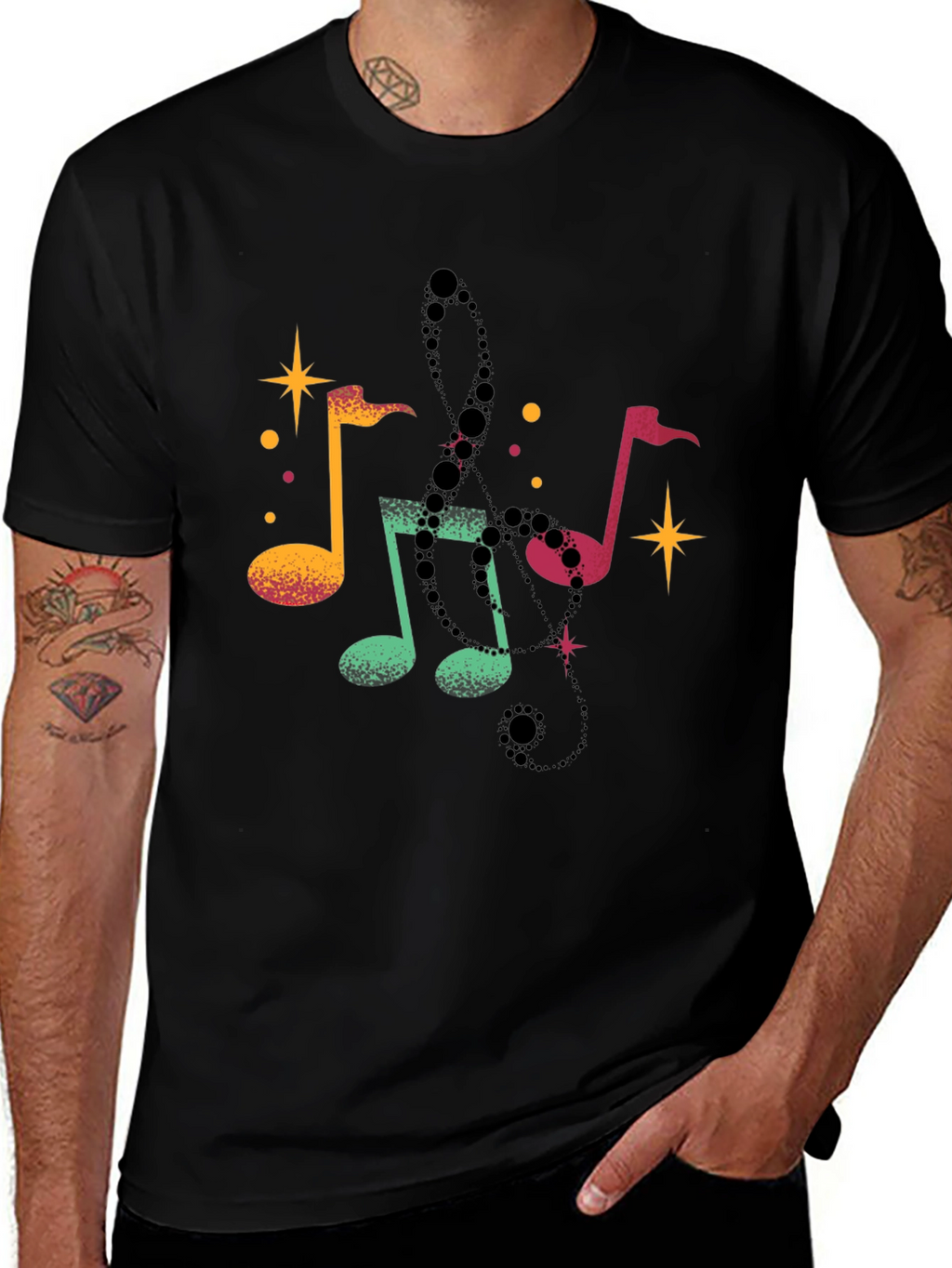 Musical Notes Black T-Shirt