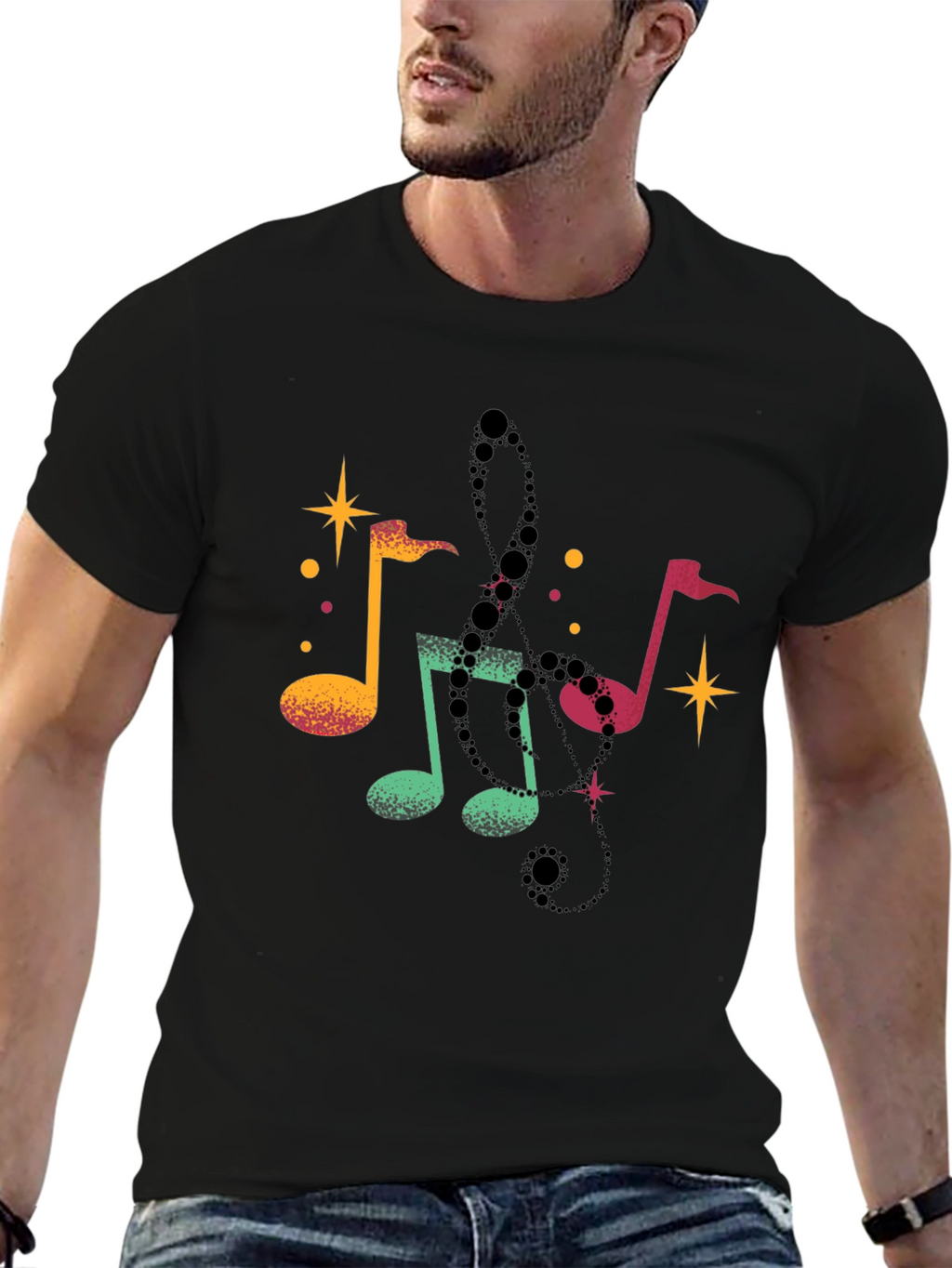 Musical Notes Black T-Shirt