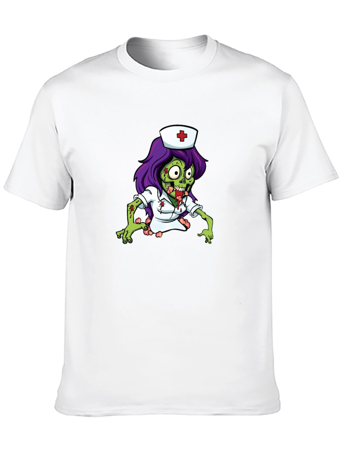 Zombie Nurse Graphic Tee - Black Cotton T-Shirt