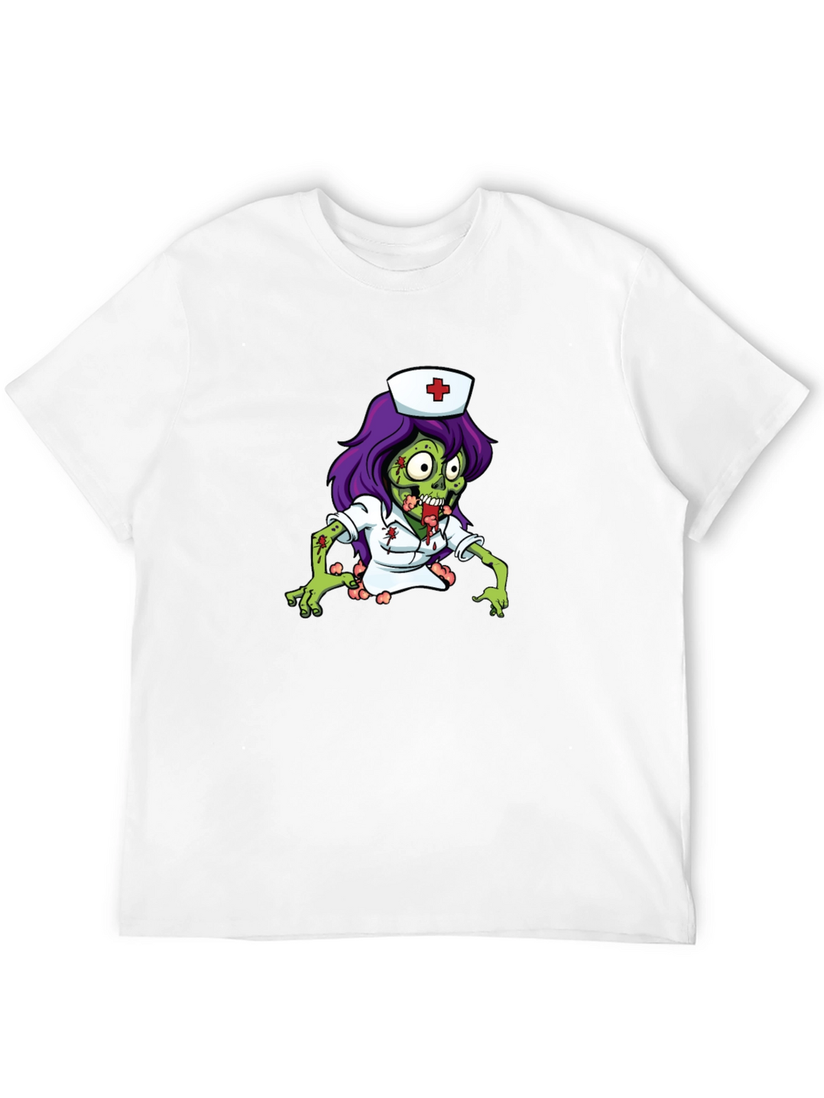 Zombie Nurse Graphic Tee - Black Cotton T-Shirt