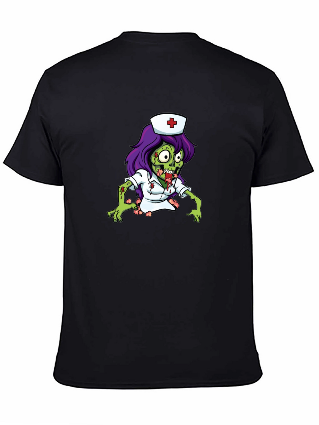 Zombie Nurse Graphic Tee - Black Cotton T-Shirt
