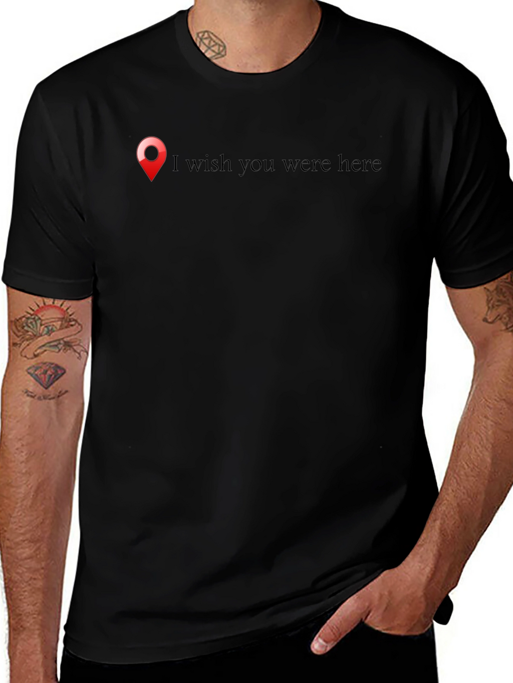 Wish You Were Here Black Graphic Tee