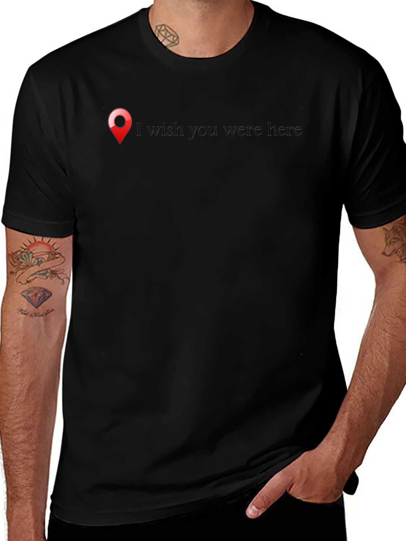 Wish You Were Here Black Graphic Tee