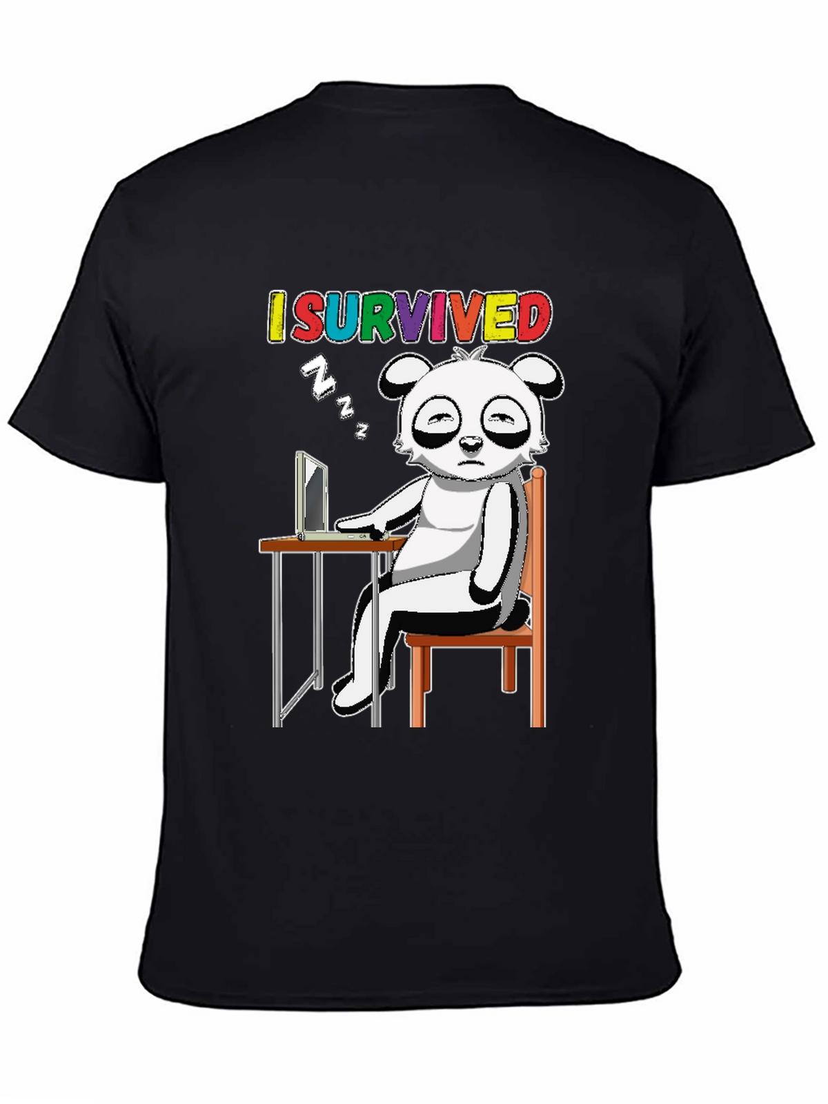 I Survived T-Shirt with Cartoon Panda Sleeping