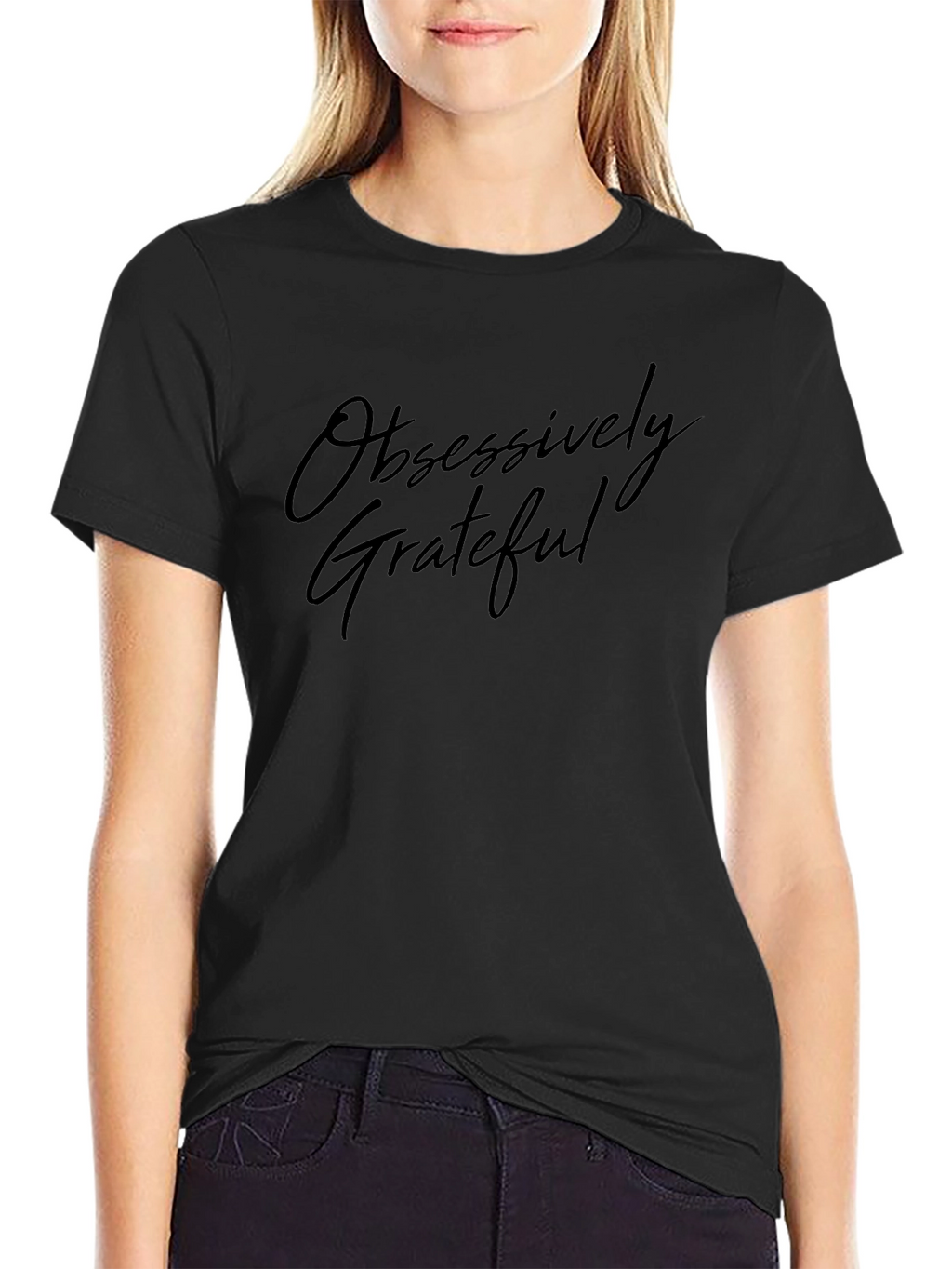 Obsessively Grateful Black Graphic Tee