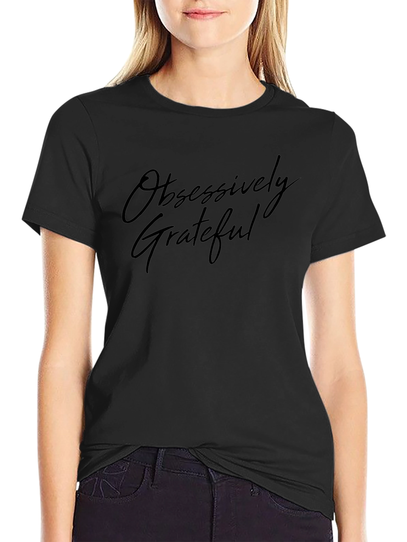 Obsessively Grateful Black Graphic Tee