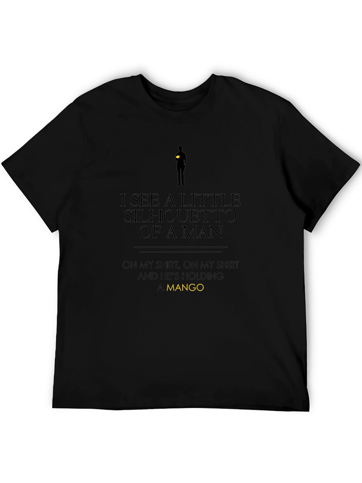 Silhouette of a Man Holding Mango Black T-Shirt