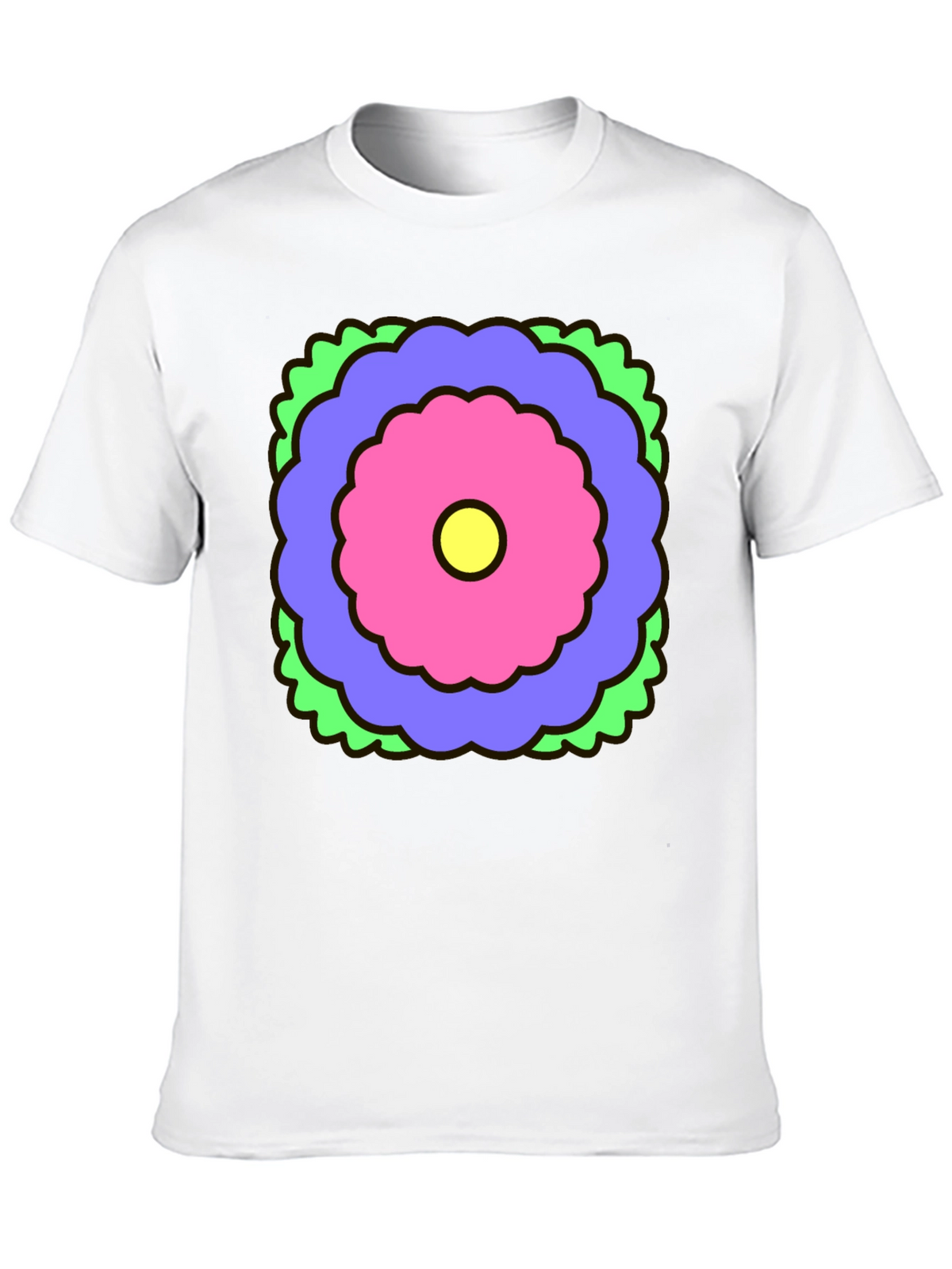 Retro Flower Graphic Black T-Shirt