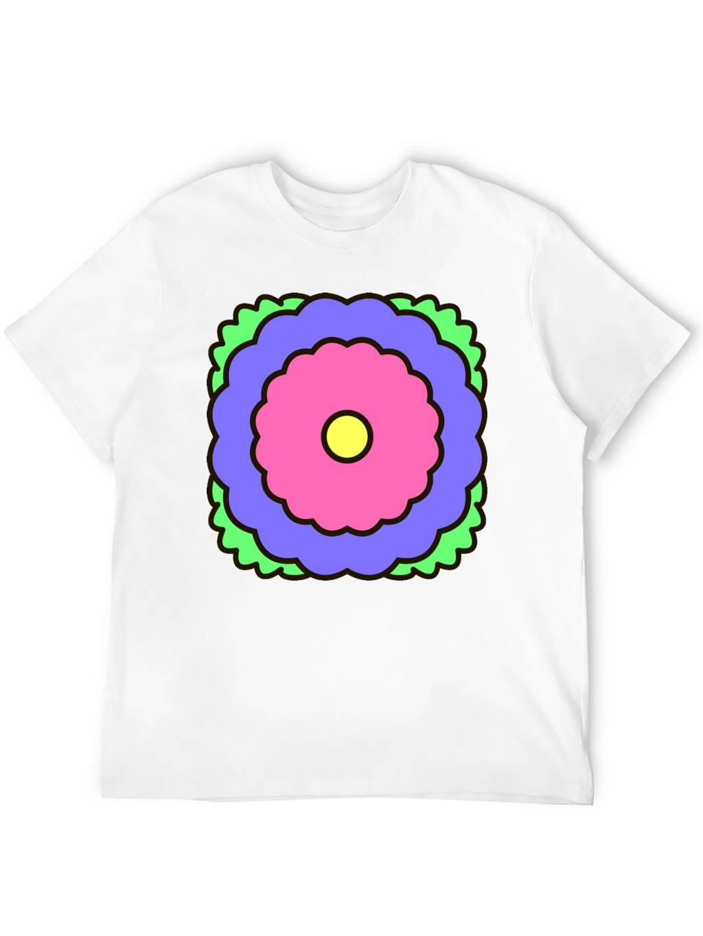 Retro Flower Graphic Black T-Shirt