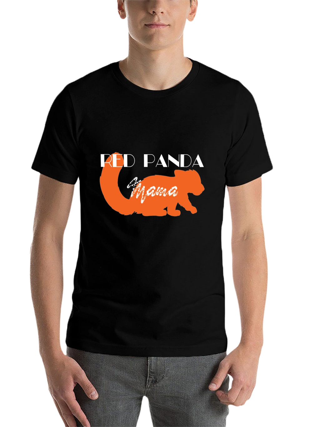 Red Panda Mama Black T-Shirt