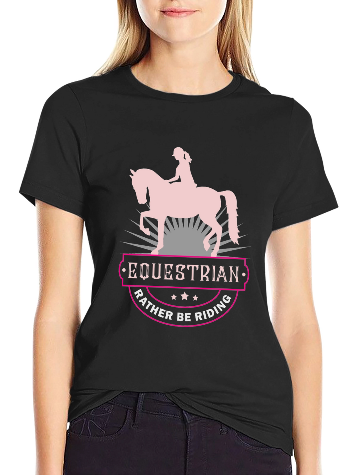 Equestrian Rather Be Riding Black T-Shirt