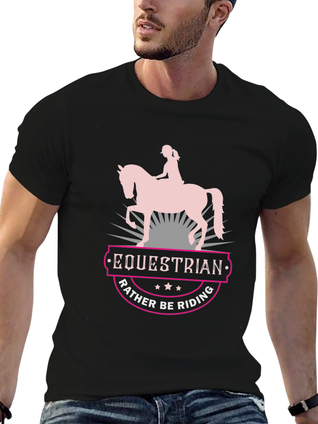 Equestrian Rather Be Riding Black T-Shirt