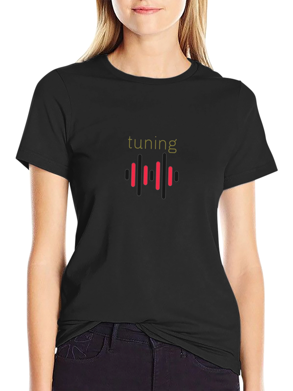 Tuning Graphic Print Tee - Black Cotton Blend