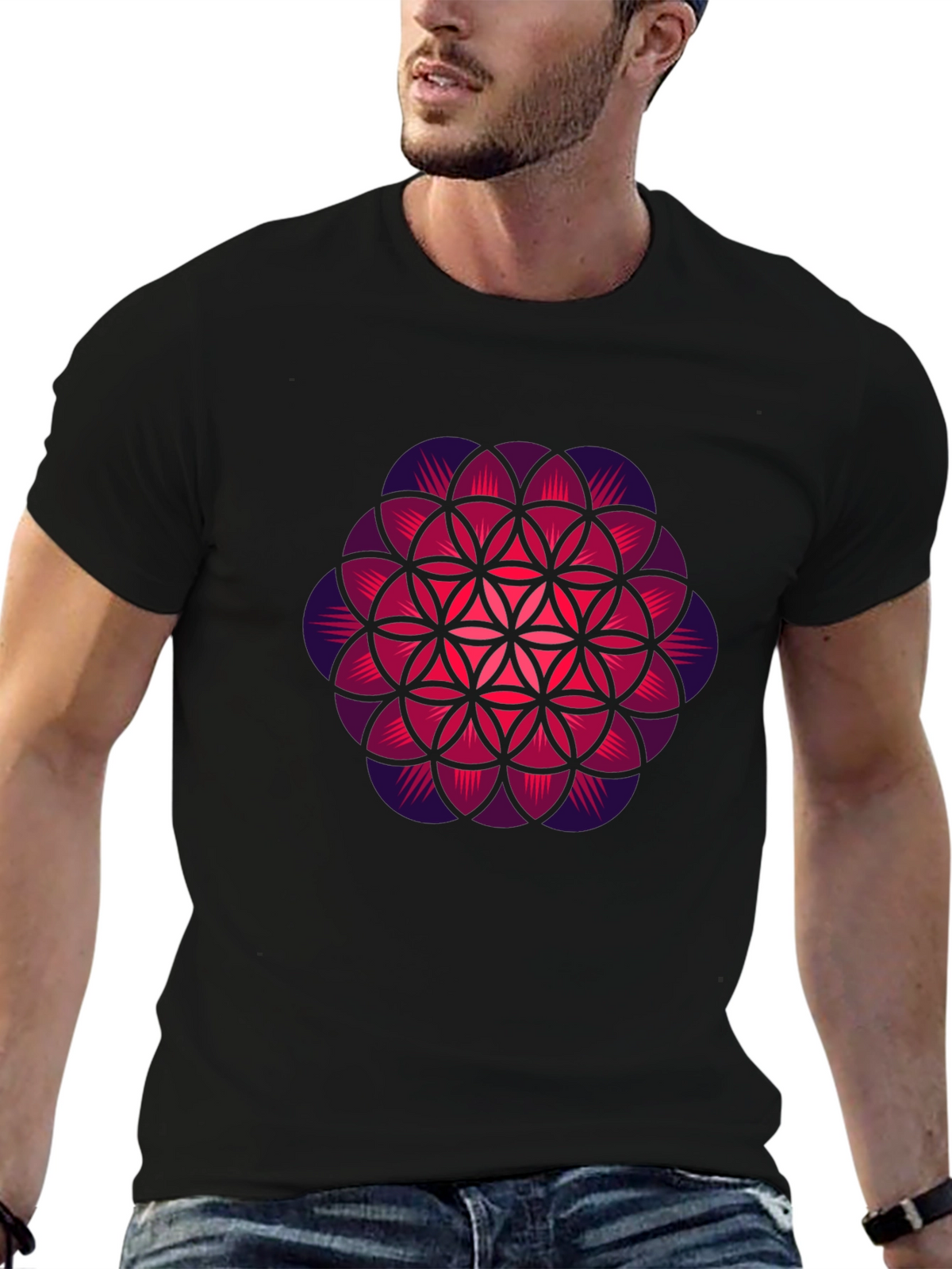 Flower of Life Graphic Tee - Black T-Shirt