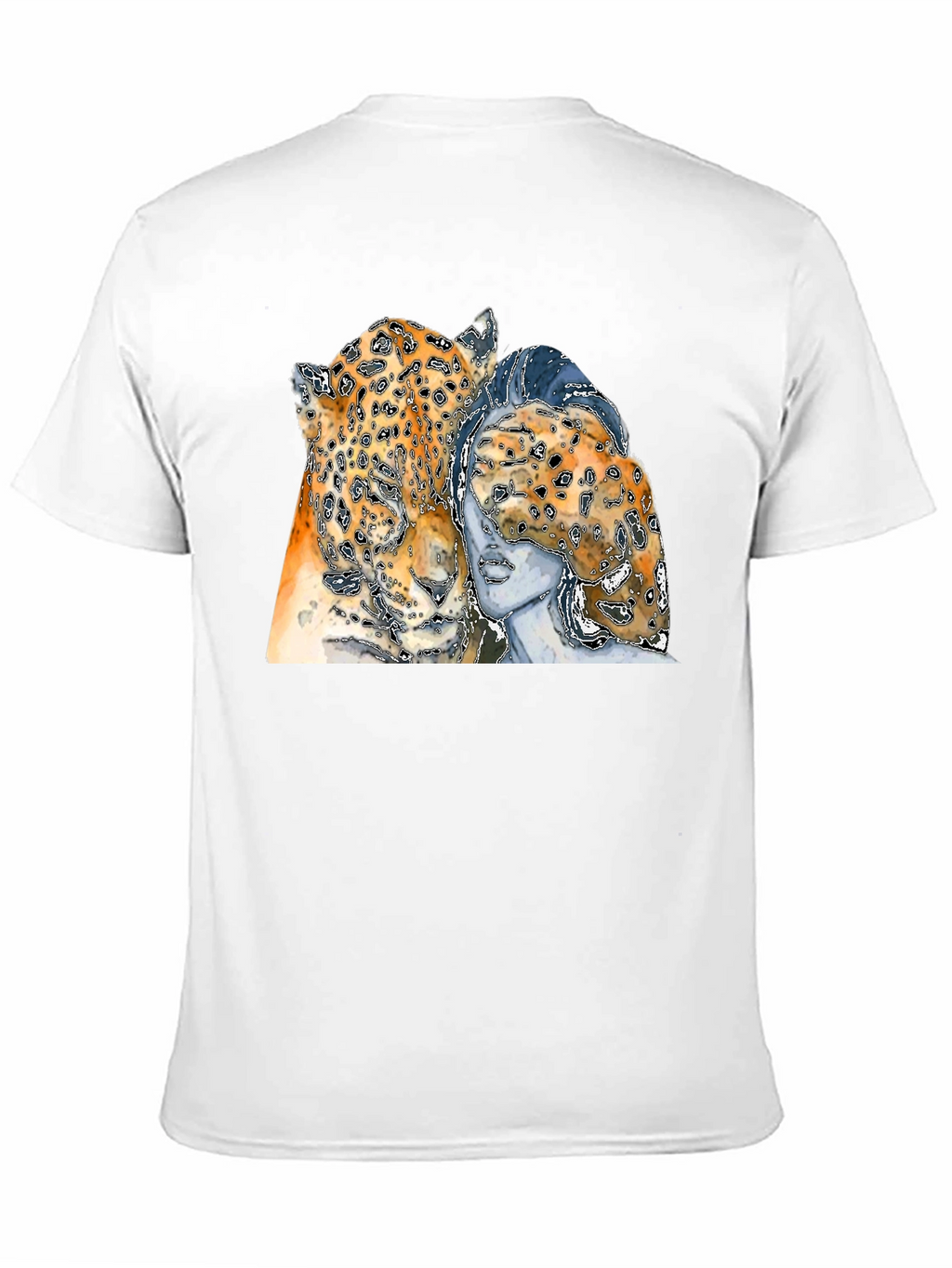 Leopard & Woman Graphic Print Black T-Shirt
