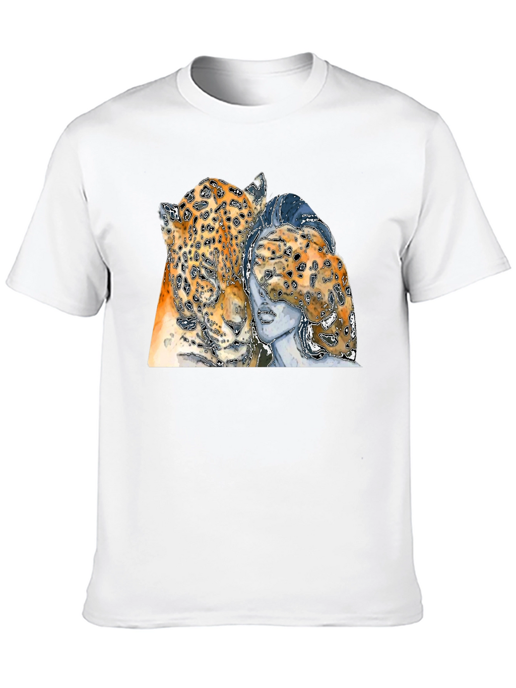 Leopard & Woman Graphic Print Black T-Shirt