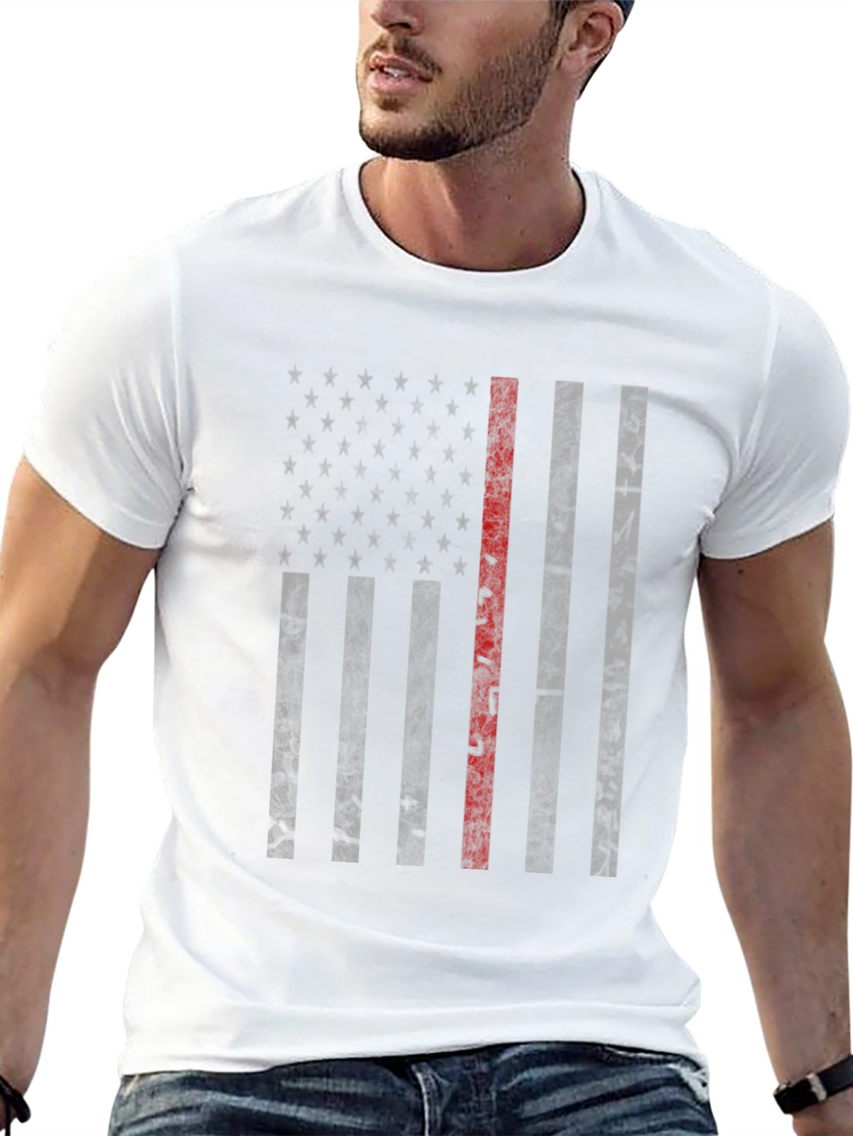 Thin Red Line American Flag Graphic Tee - Mens