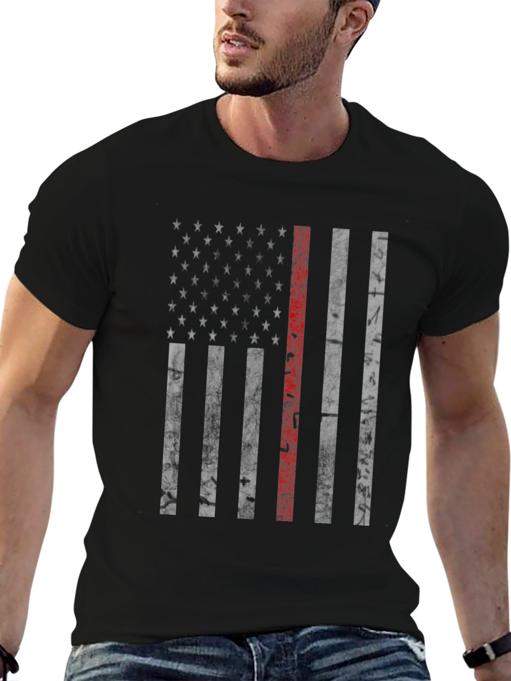 Thin Red Line American Flag Graphic Tee - Mens