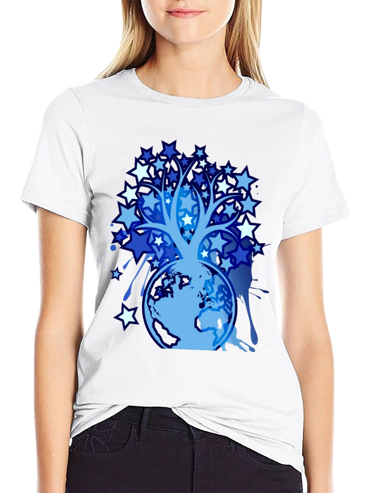 Star Tree Globe Graphic T-Shirt