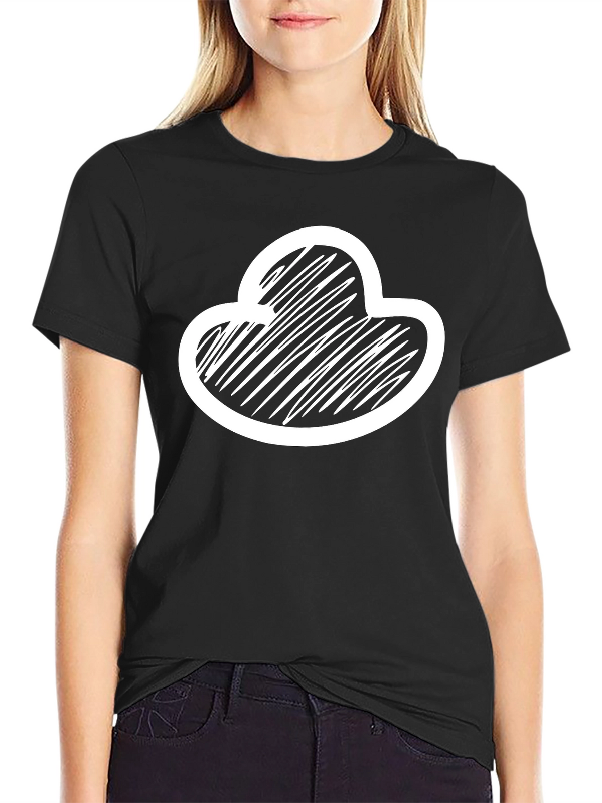 Abstract Cloud Scribble Graphic Tee - Black Cotton Blend
