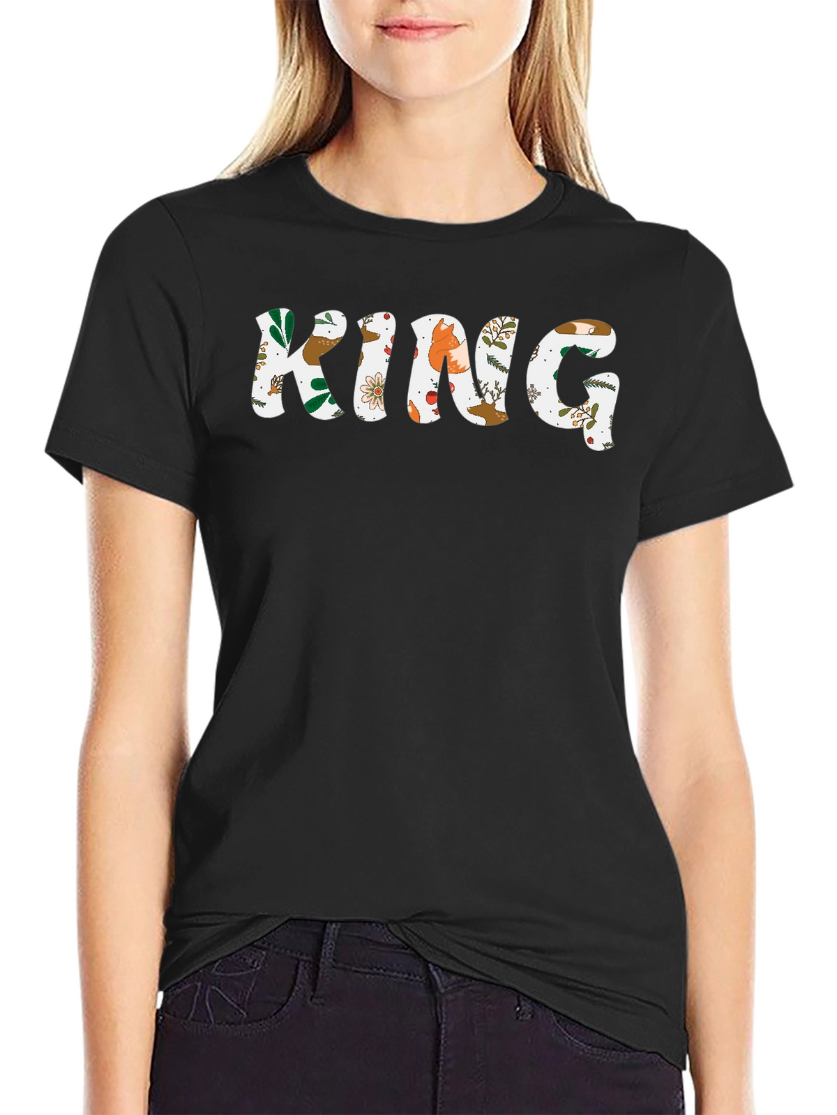 Floral KING Graphic Tee - Black