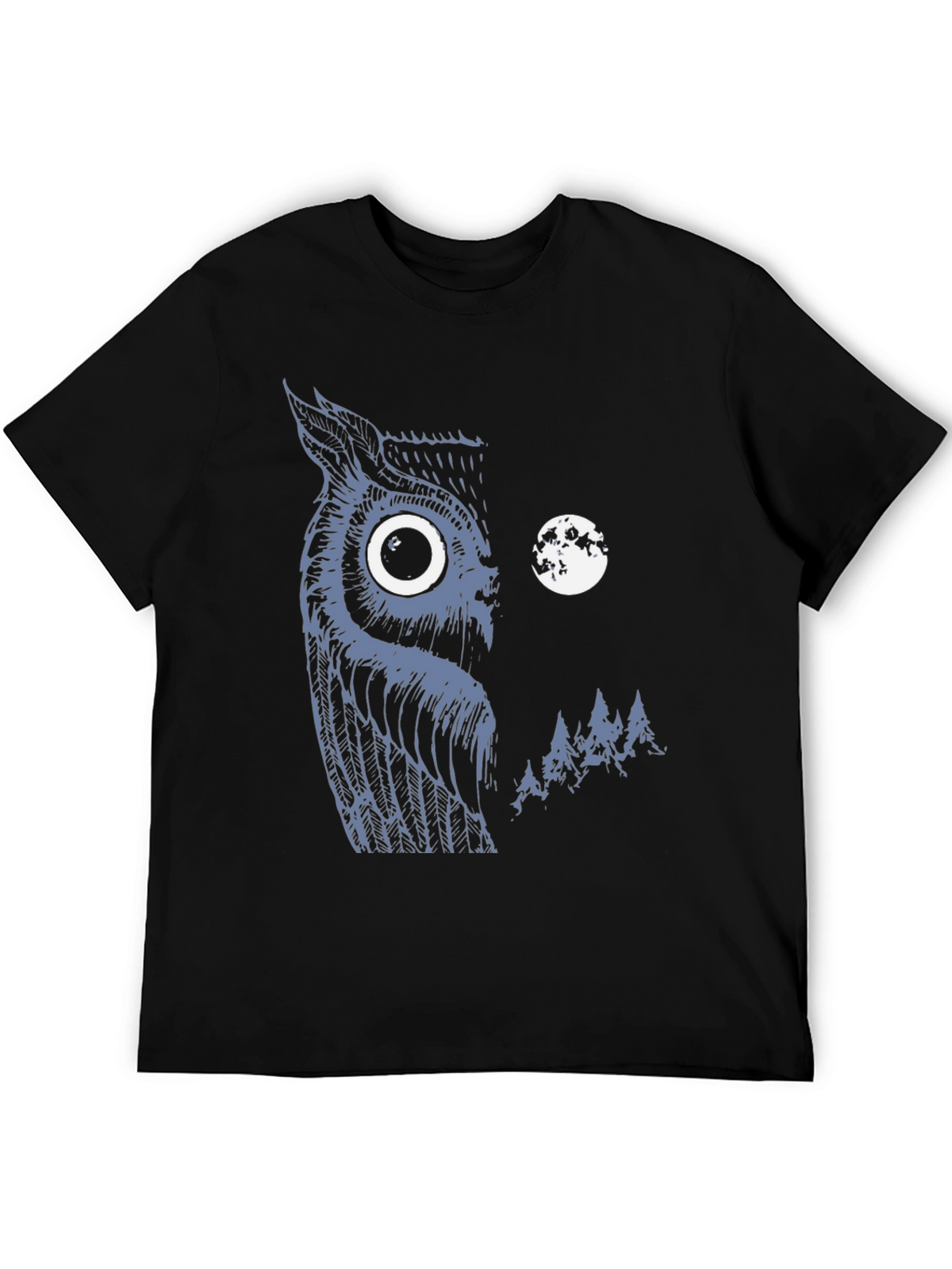 Owl & Moon Graphic Black T-Shirt