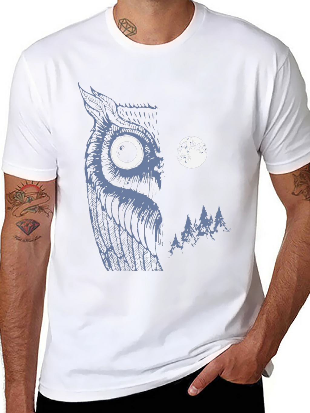 Owl & Moon Graphic Black T-Shirt