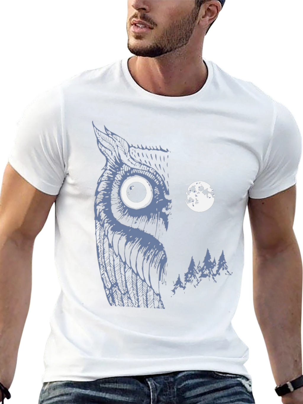 Owl & Moon Graphic Black T-Shirt