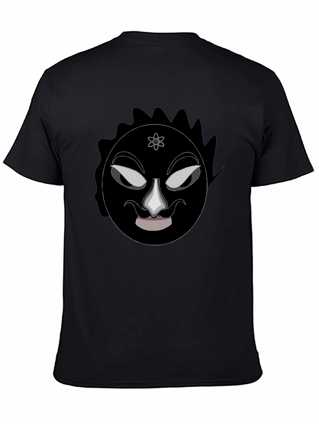 Graphic Black T-Shirt - Mysterious Face Design
