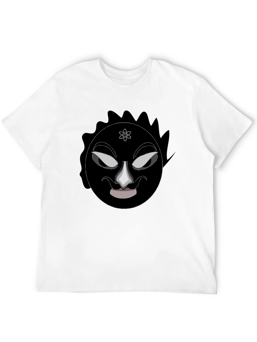 Graphic Black T-Shirt - Mysterious Face Design
