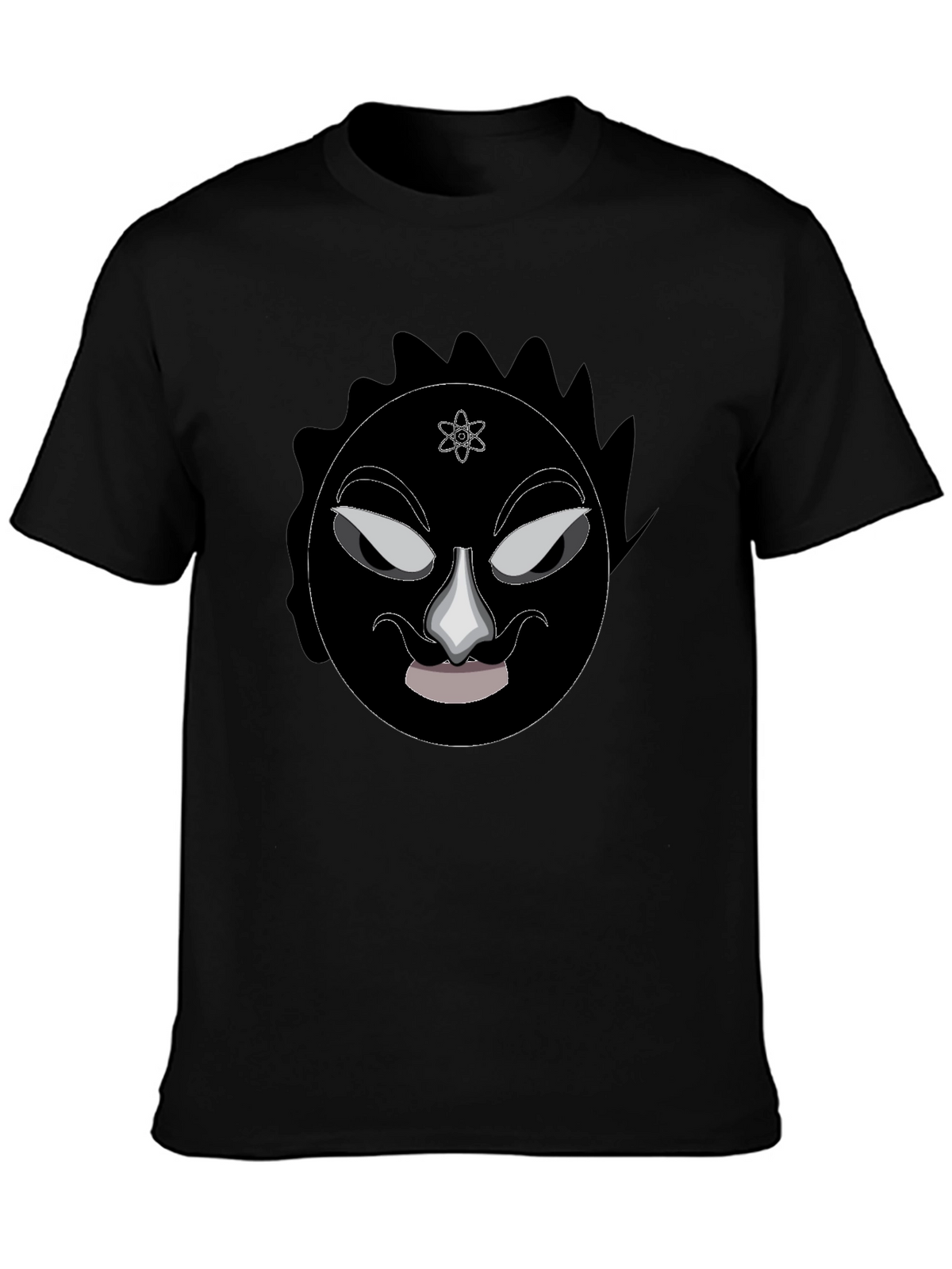 Graphic Black T-Shirt - Mysterious Face Design